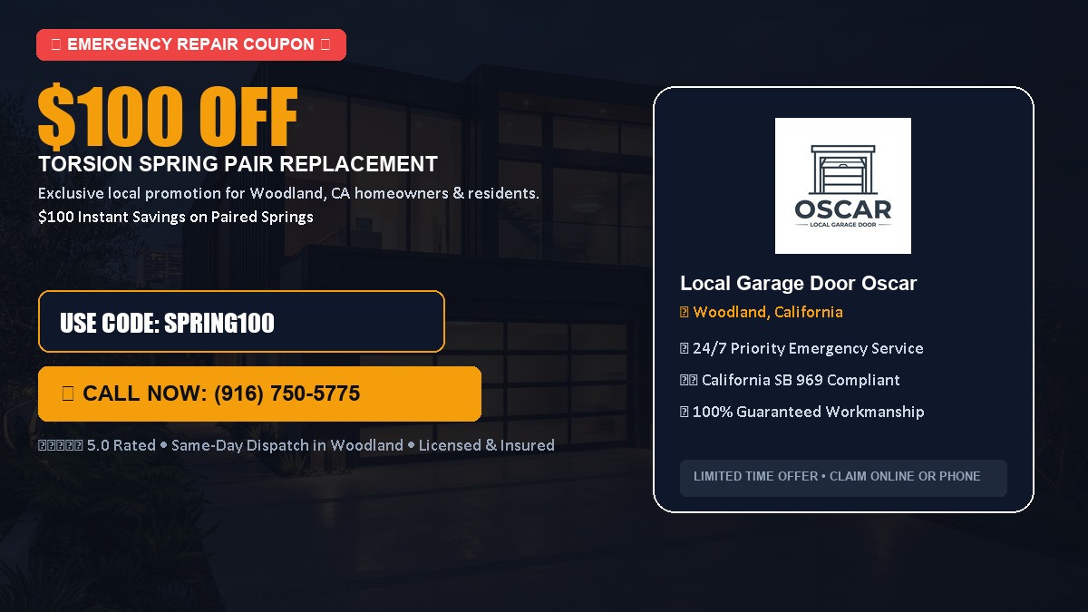 $100 OFF Heavy-Duty Torsion Spring Pair Replacement in Woodland, CA